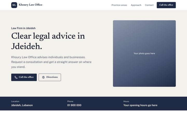 Example website design for a law office